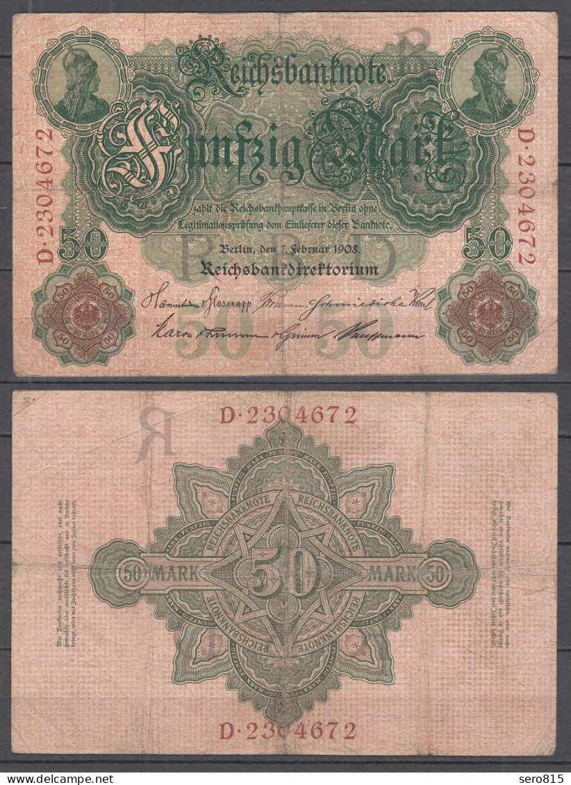 Ro 32 Reichsbanknote 50 Mark 1908 Pick 32 - F (4)  UDR R Seria D     (31655 - Otros & Sin Clasificación