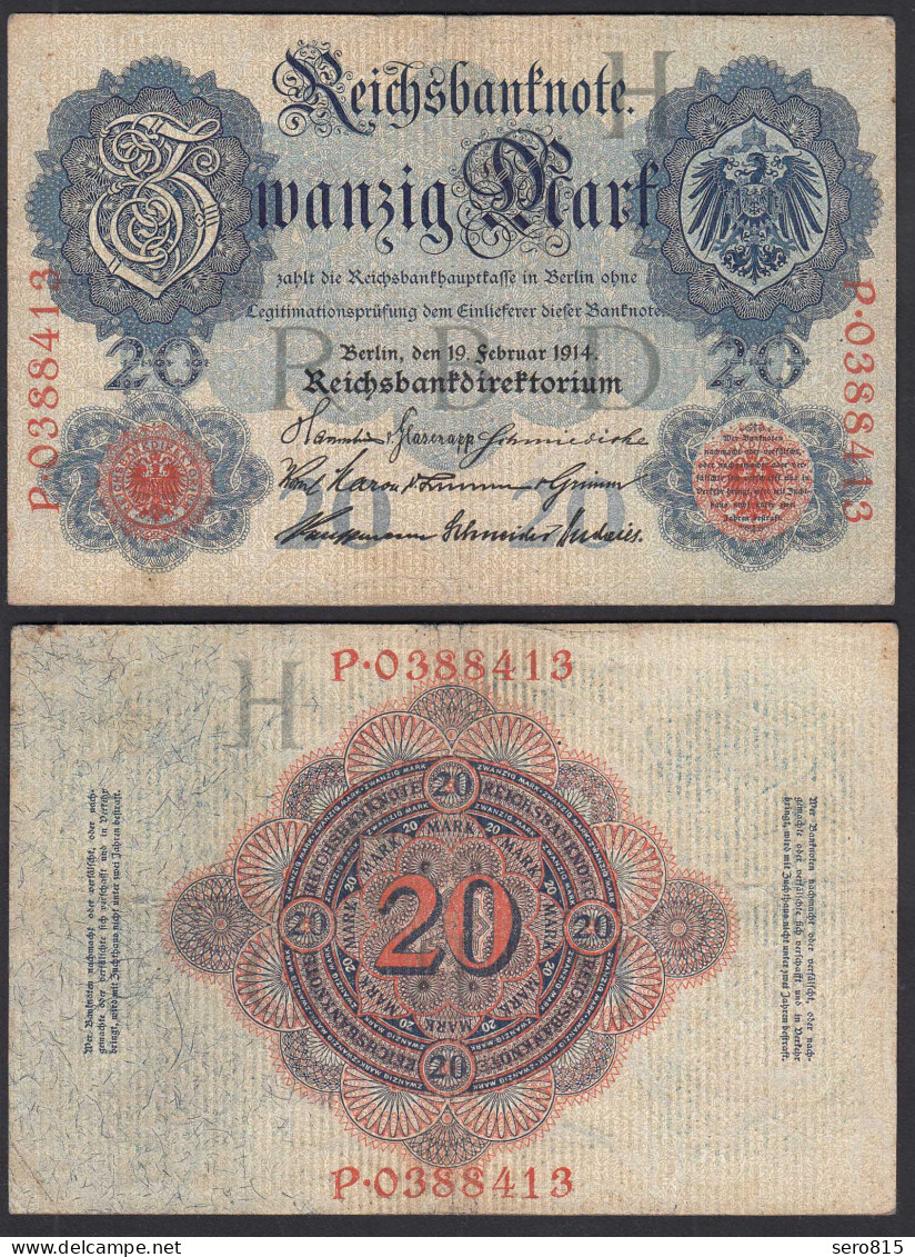 Ro.47b 20 Mark 1914 Pick 46b F (4) Serie P UDR H 7-stellig      (31662 - Andere & Zonder Classificatie