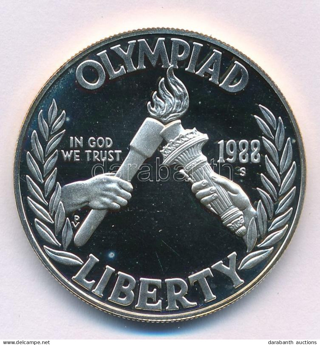 Amerikai Egyesült Államok 1988S 1$ Ag "Szöuli Olimpia 1988" Tanúsítvánnyal T:PP USA 1988S 1 Dollar Ag "Seoul Olympics 19 - Non Classés