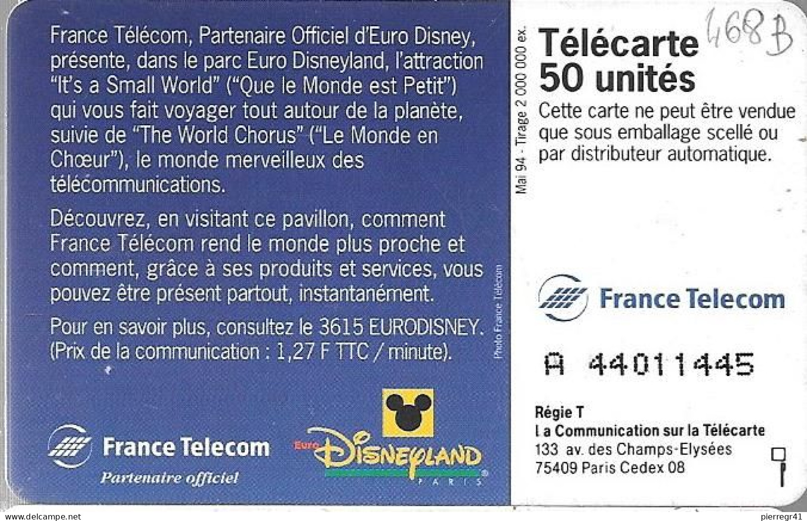 CARTE²°-PUBLIC-F 468B-50U-SO5-05/94-STARNIGHTS-DN°A 44011445-Utilisé-TBE-Existe 3 Autres Séries) - 1994