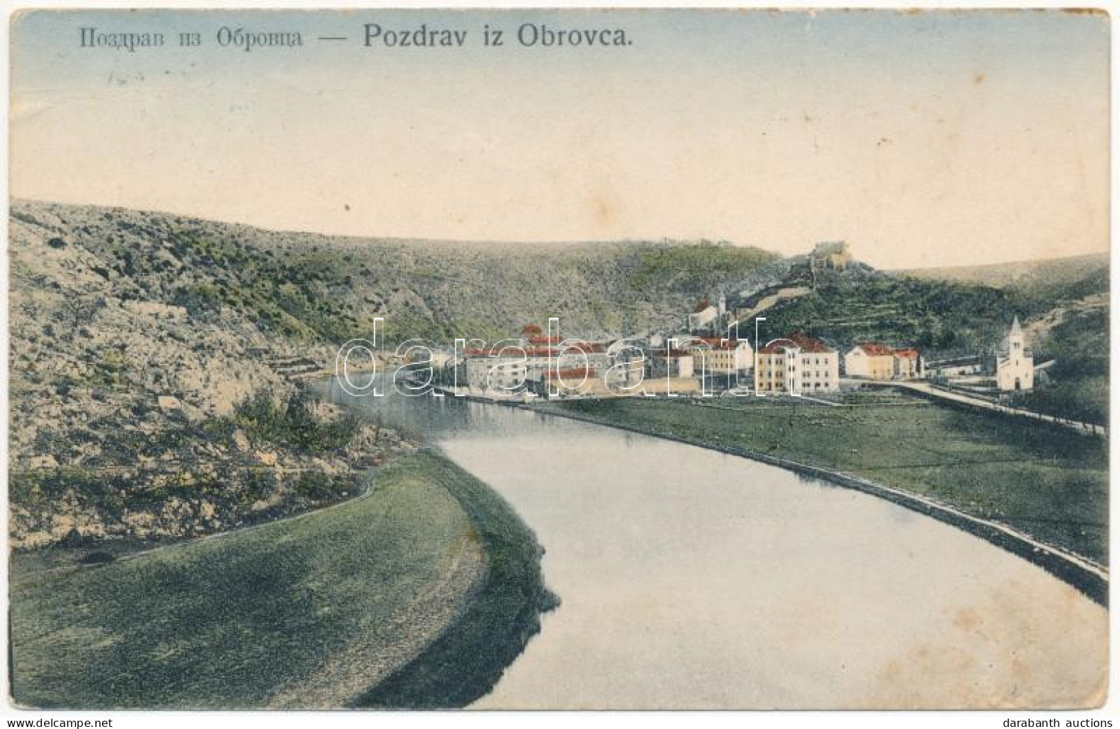 T3 Obrovac, Obrovazzo; Látkép, Templom / General View, Church (kopott Sarkak / Worn Corners) - Non Classés