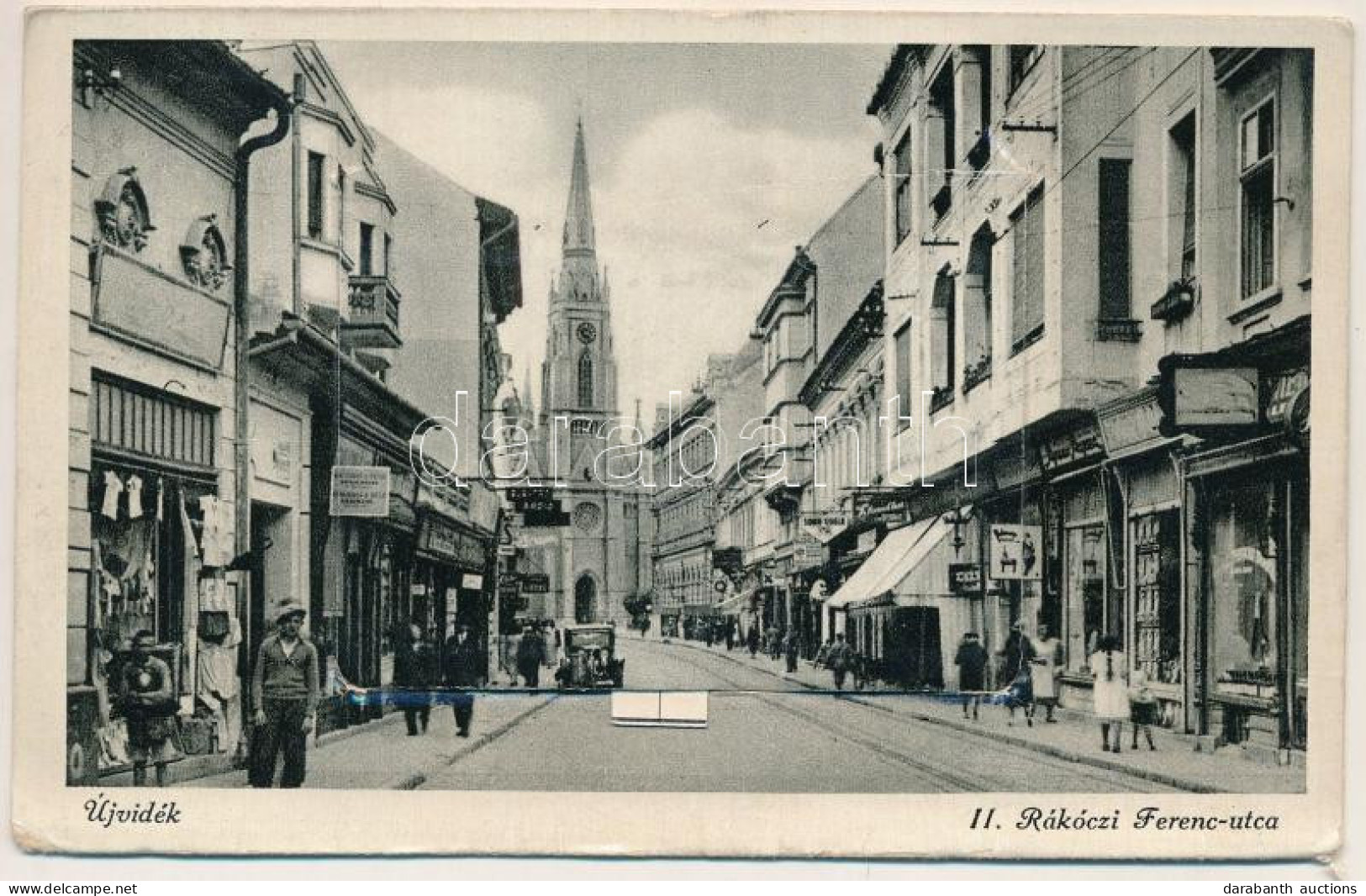 T2/T3 1943 Újvidék, Novi Sad; II. Rákóczi Ferenc Utca, üzletek. Leporellolap Belül 10 Képpel / Street, Shops. Leporelloc - Zonder Classificatie