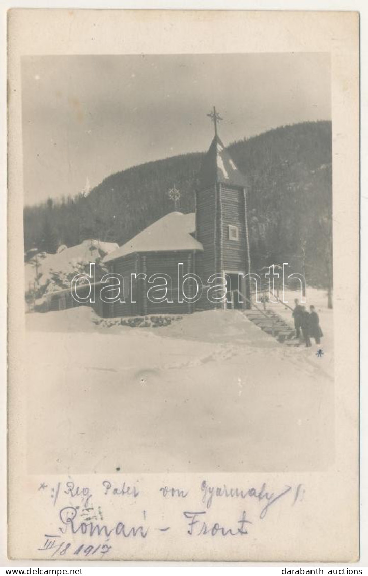 T2/T3 1917 Román Front, A 105. Gyalogezred Temetőjének Kápolnája Télen / WWI Austro-Hungarian K.u.K. Military, Romanian  - Unclassified