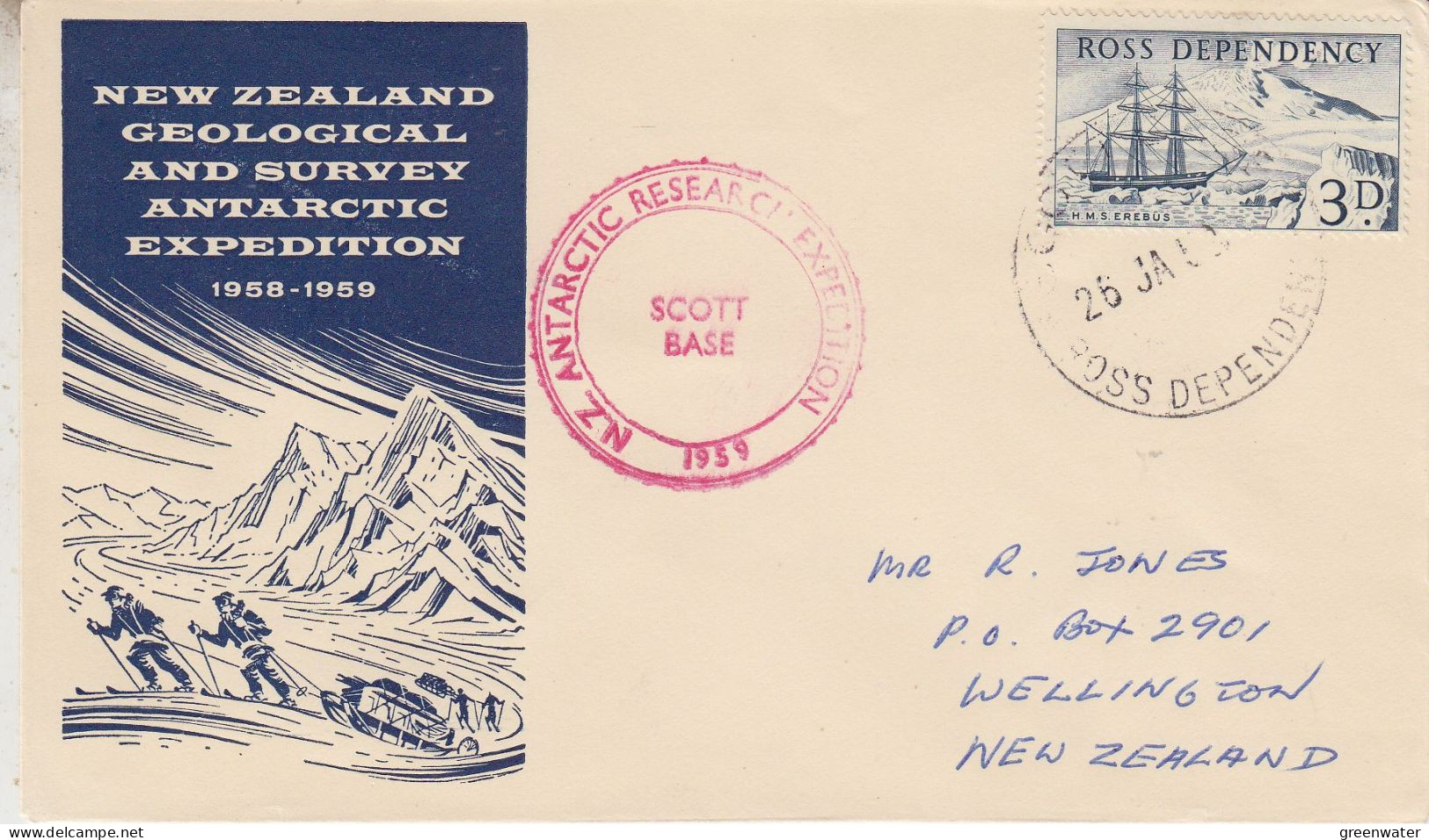 Ross Dependency 1959 NZ Antarctic Research Expedition  Ca Scott Base 26 JAN 1959 (SO234) - Lettres & Documents