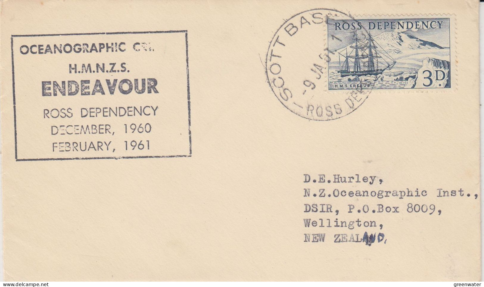 Ross Dependency Oceanographic HMNZS Endeavour Ca Scott Base 9 JAN 1961 (SO240) - Brieven En Documenten