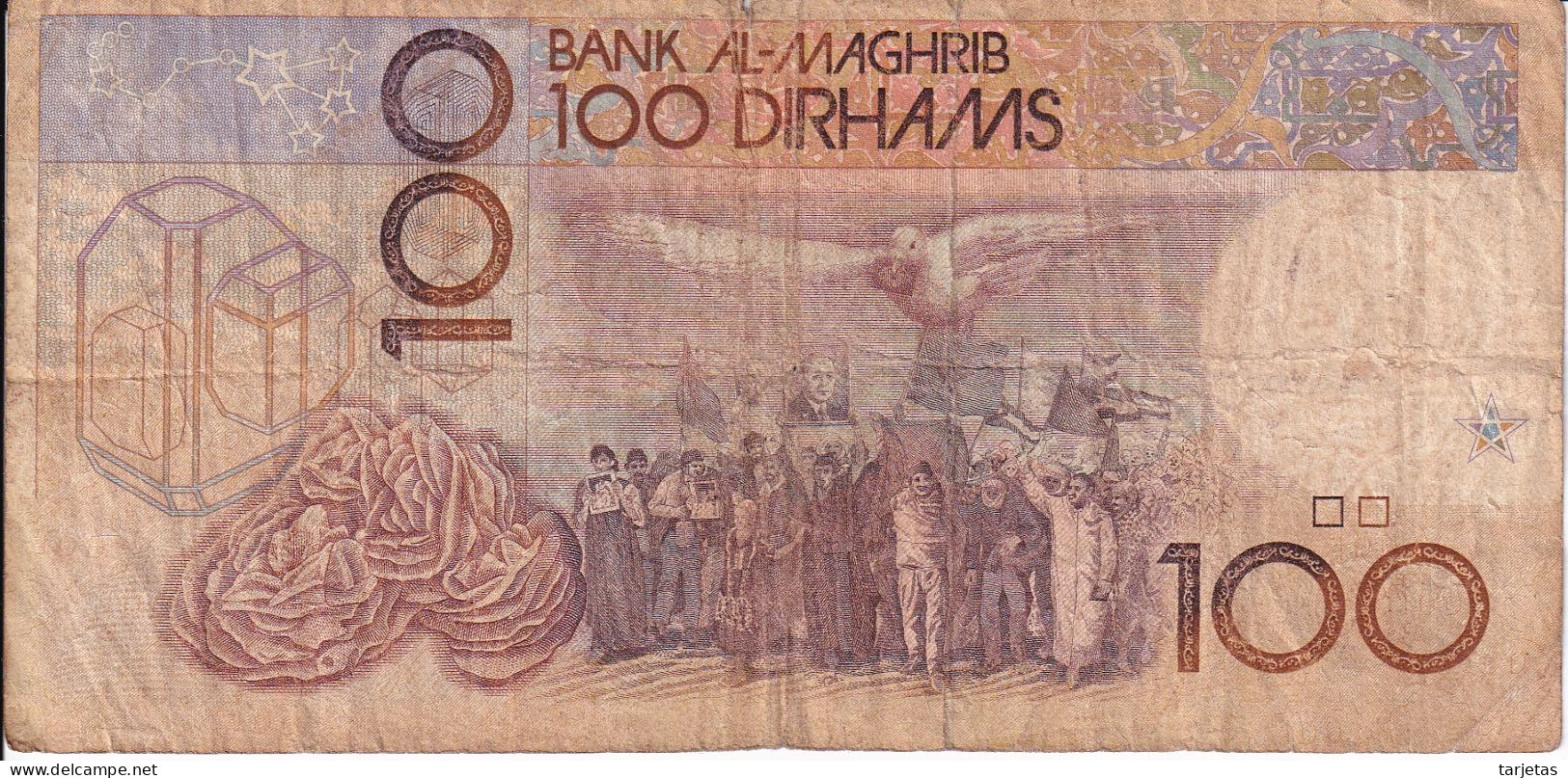 BILLETE DE MARRUECOS DE 100 DIRHAMS AÑO 1987  (BANKNOTE) - Maroc