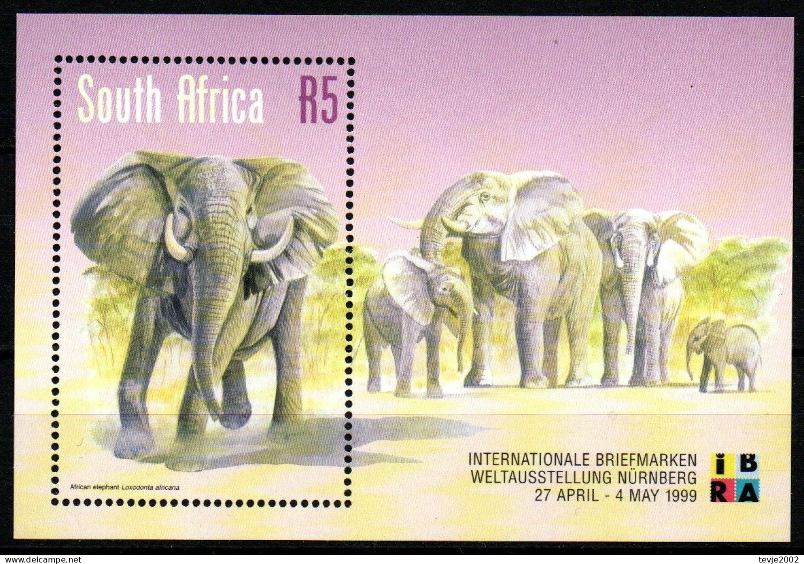 Südafrika 1999 - Mi.Nr. Block 75 - Postfrisch MNH - Tiere Animals Elefanten Elephants - Eléphants