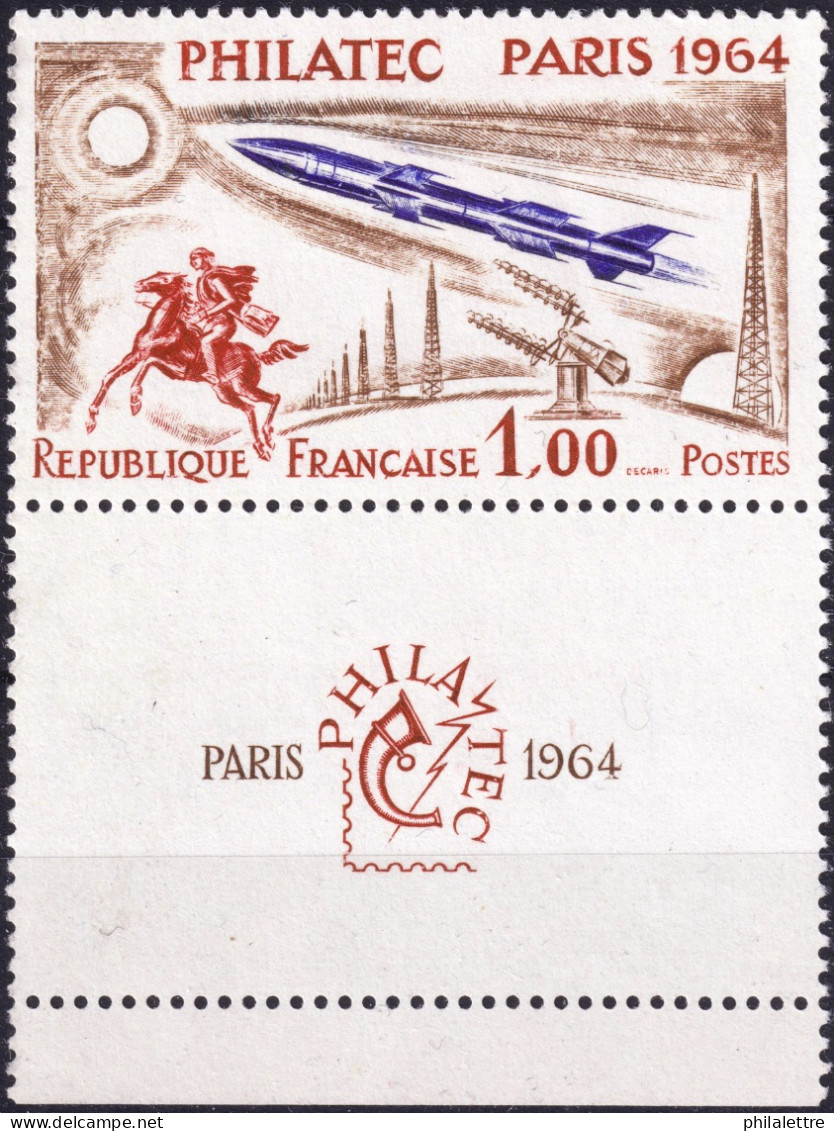 FRANCE - 1964 - 1fr PHILATEC PARIS En Paire Avec La Vignette - Yv.1422 TB Neuf** (c.30€) - Nuovi