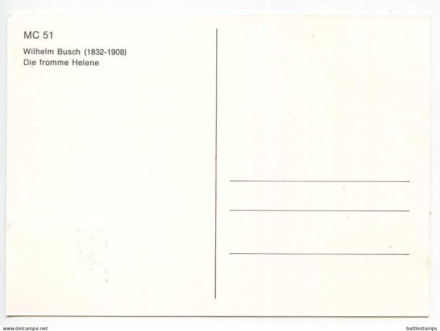 Germany, West 1982 FDC Maximum Card Scott 1371 Die Fromme Helene By Wilhelm Busch - 1981-2000