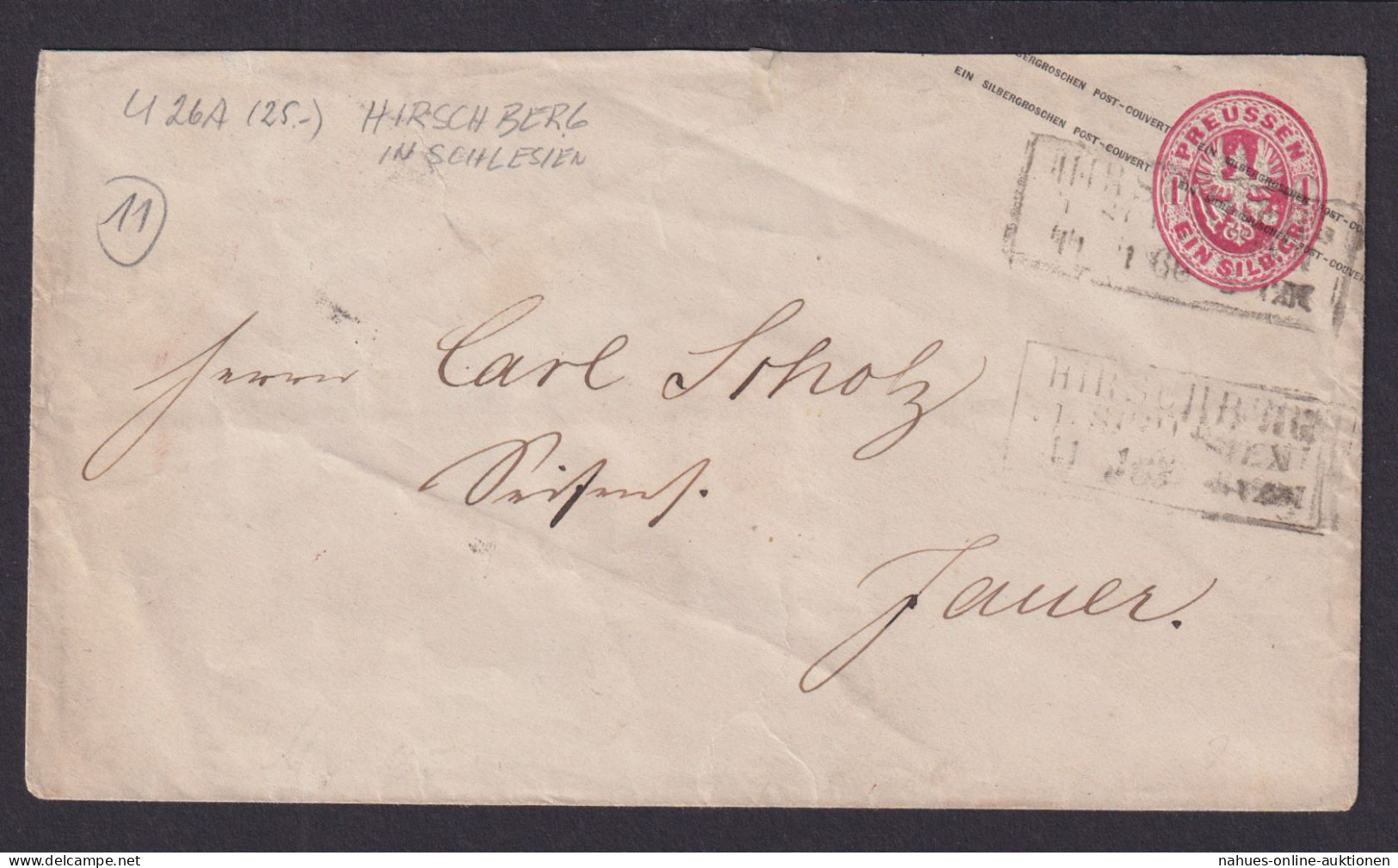 Altdeutschland Preussen Ganzsache 1 Sgr. R3 Hirschberg Schlesien - Postal  Stationery