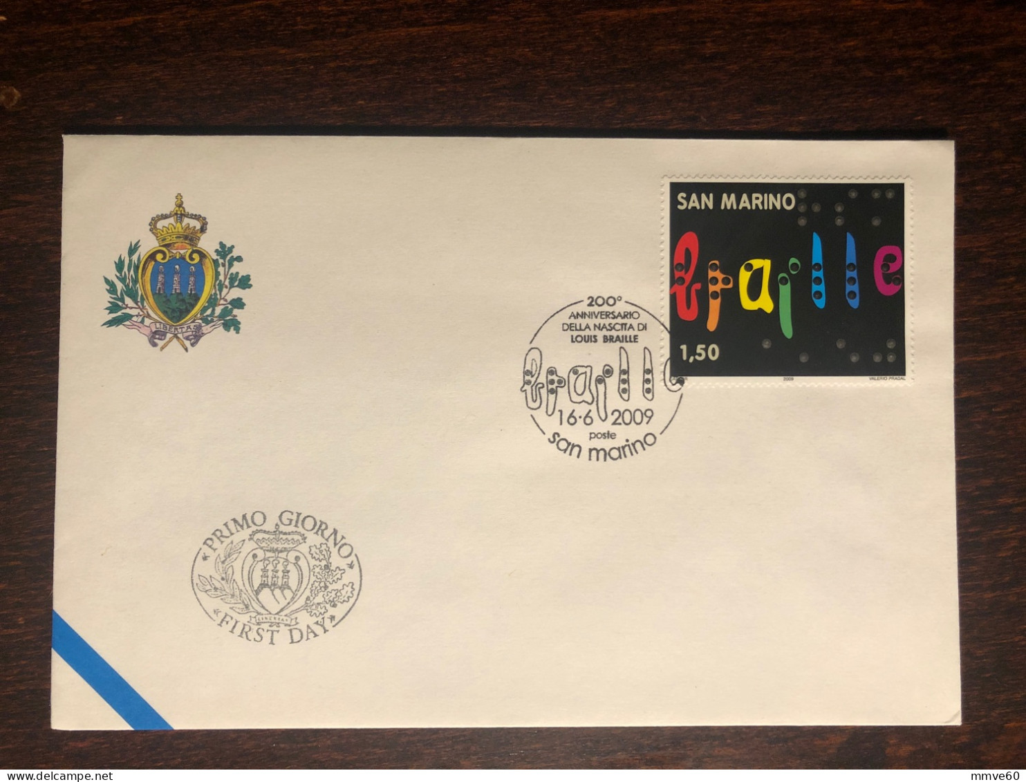 SAN MARINO FDC COVER 2009 YEAR BRAILLE BLINDNESS BLIND HEALTH MEDICINE STAMPS - FDC