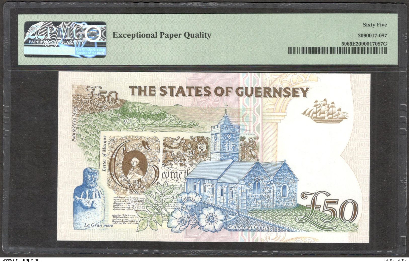 Guernsey British Administration 50 Pounds Elizabeth II 1994 P-59 PMG 65 EPQ - Guernesey