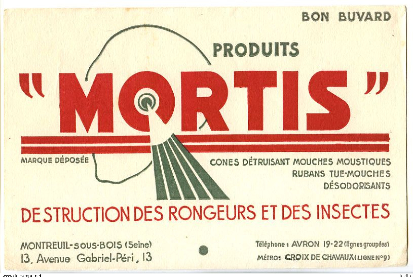 Buvard 21 X 13.4 Produits MORTIS Montreuil-sous-Bois Seine  Cones Détruisant Mouches Moustiques  Rubans Tue-mouches  * - Wassen En Poetsen
