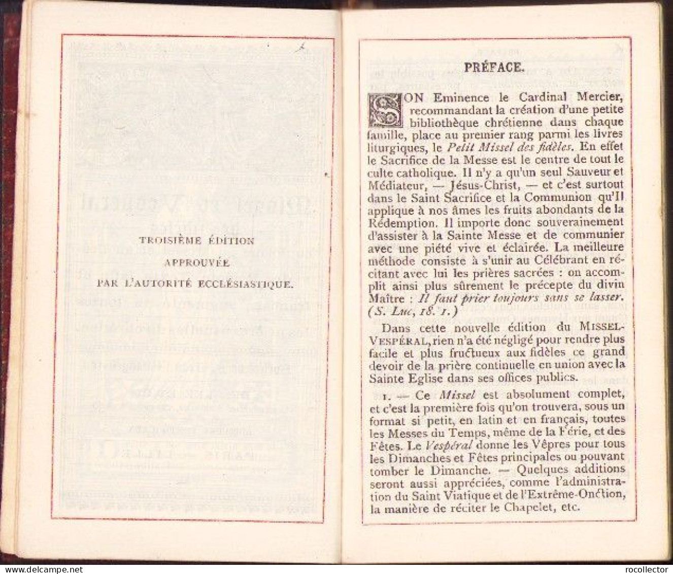 Missel Et Vesperal Conforme Au Missel Et Au Breviaire Romains. Texte Latin Et Francais No126 1911 690SPN - Alte Bücher