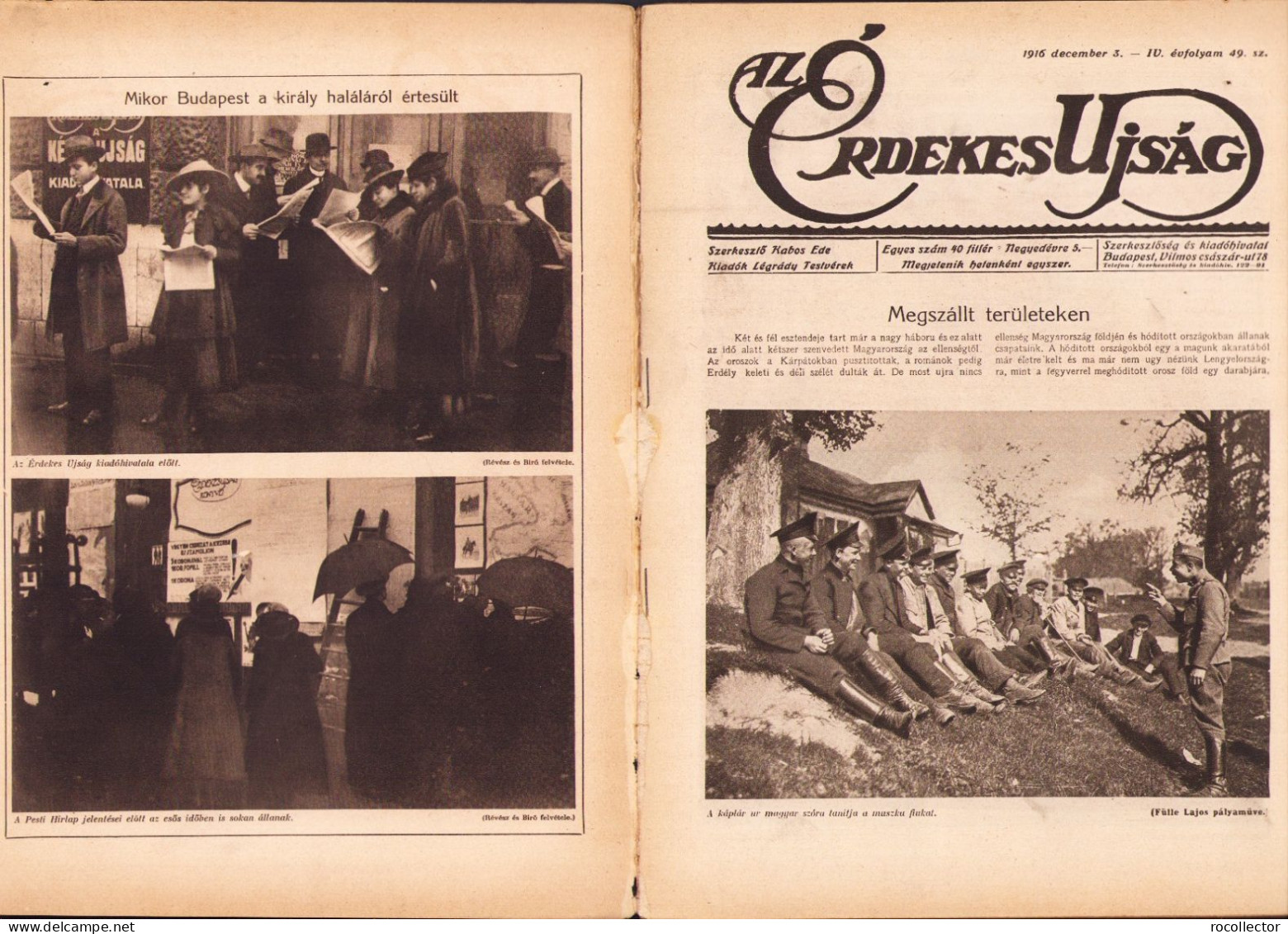 Az Érdekes Ujság 49/1916 Z489N - Géographie & Histoire