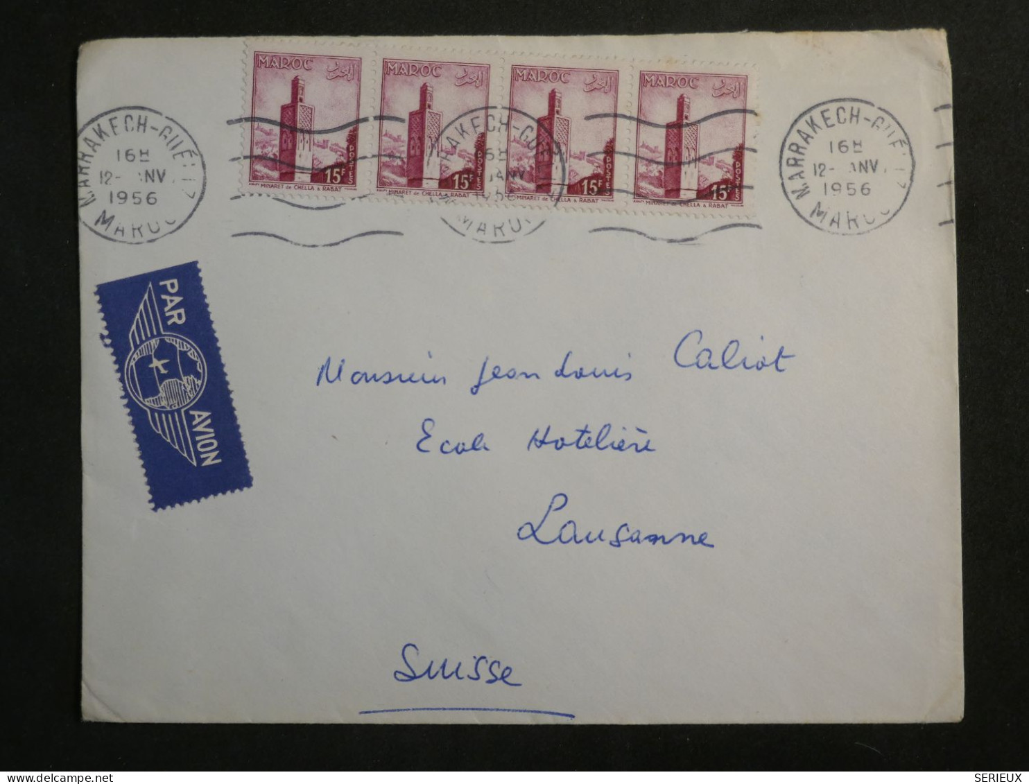 DL0  MAROC  BELLE LETTRE  1956  MARRAKESH A LAUSANNE SUISSE  + +AFF.  INTERESSANT+ + - Brieven En Documenten