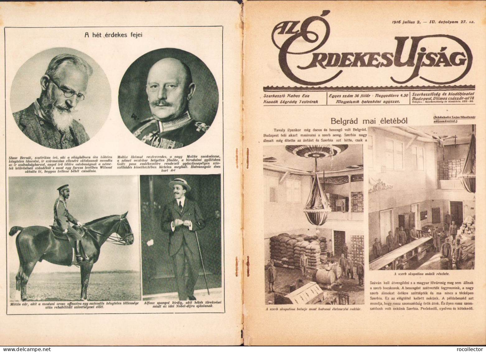 Az Érdekes Ujság 27/1916 Z470N - Géographie & Histoire