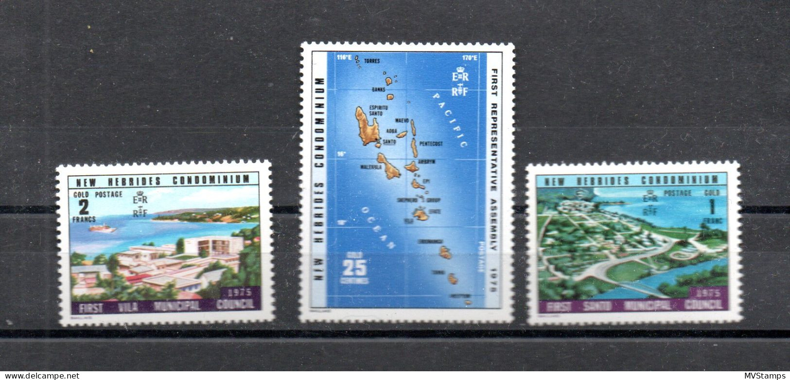 Neu Hebrides 1976 Satz 429/31 Karten/Hafen/Maps Schon Postfrisch/MNH - Nuevos