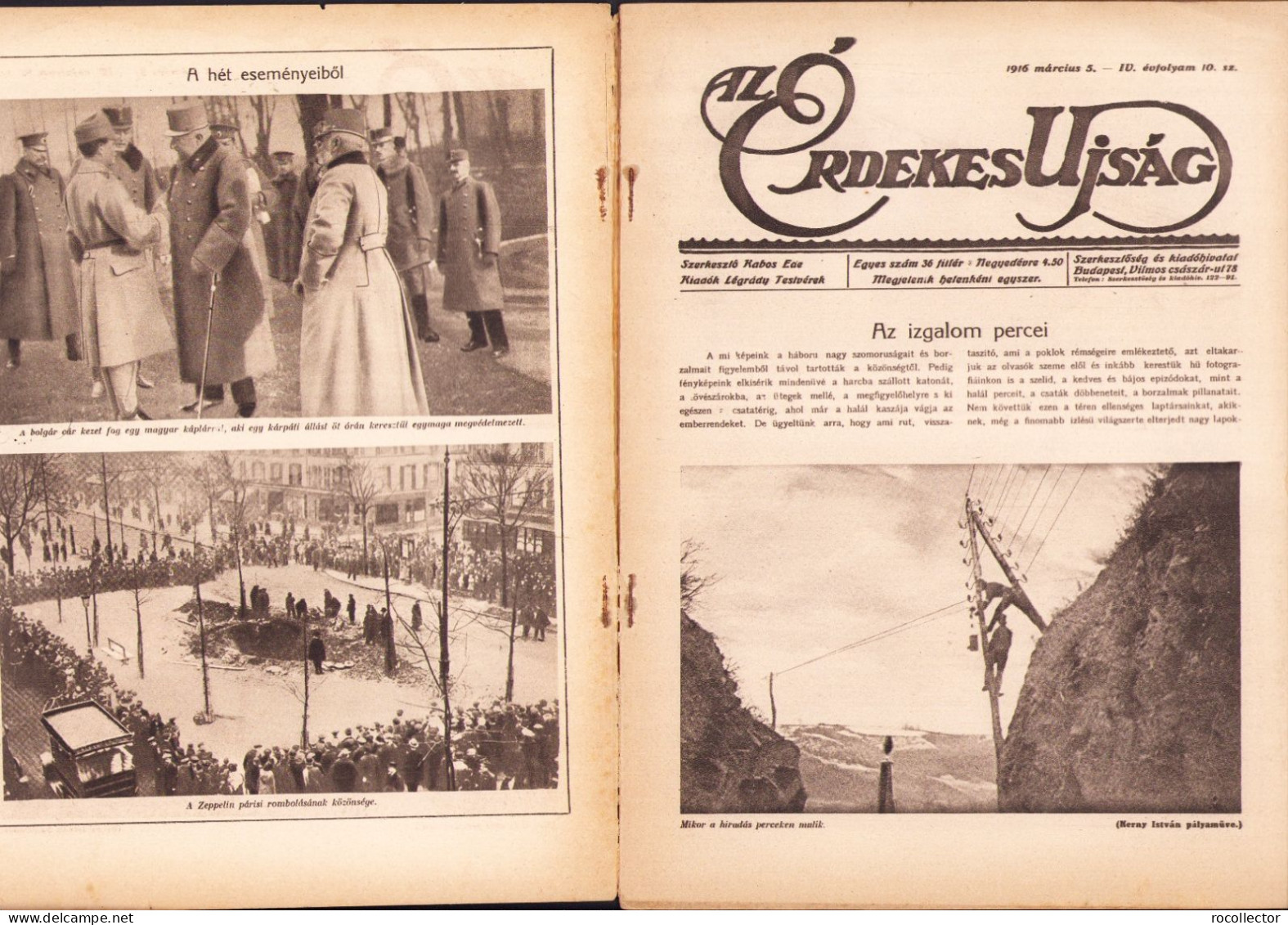 Az Érdekes Ujság 10/1916 Z453N - Geografía & Historia