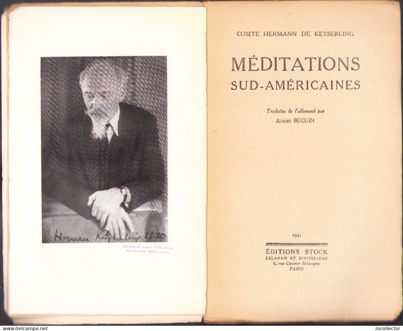 Meditations Sud-americaines Par Hermann De Keyserling 1941 C3937N - Libros Antiguos Y De Colección