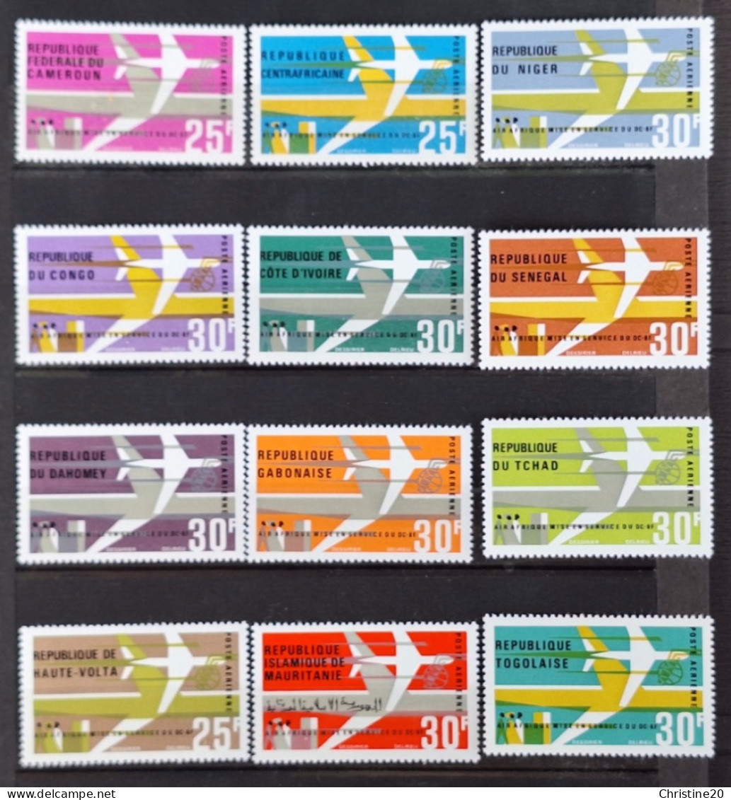 France Grandes Séries Coloniales1966  Mis En Service Des DC8F De La Companie Air Afrique 12 Pays **TB Cote 12€40 - Non Classés