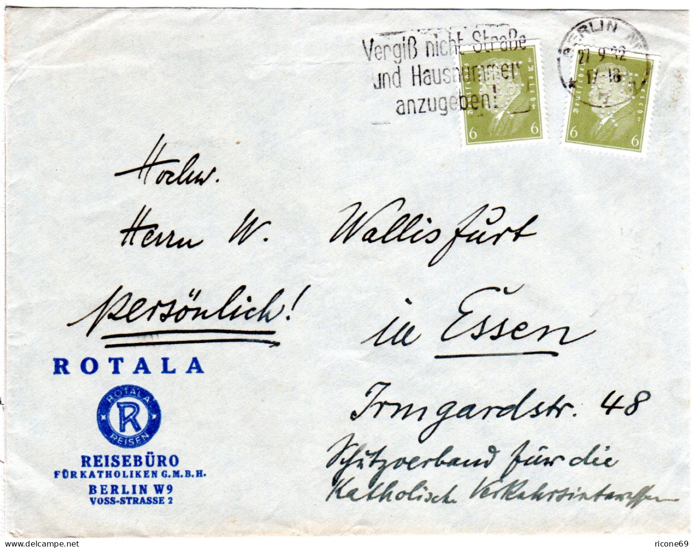 DR 1932, 2x6 Pf. M. Perfin Auf Firmenbrief V. Berlin - Autres & Non Classés