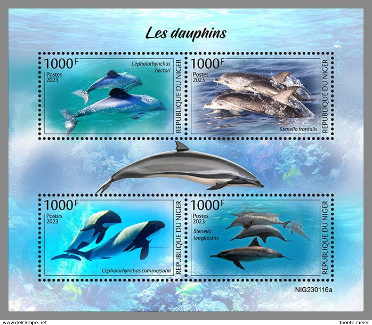 NIGER 2023 MNH Dolphins Delphine M/S – OFFICIAL ISSUE – DHQ2413 - Dolfijnen