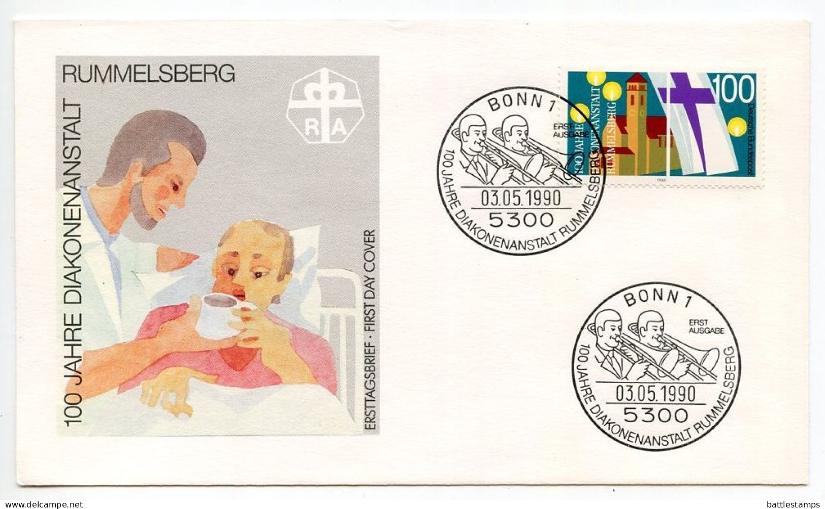 Germany, West 1990 FDC Scott 1607 Rummelsberg Diaconal Institution Centenary - 1981-1990