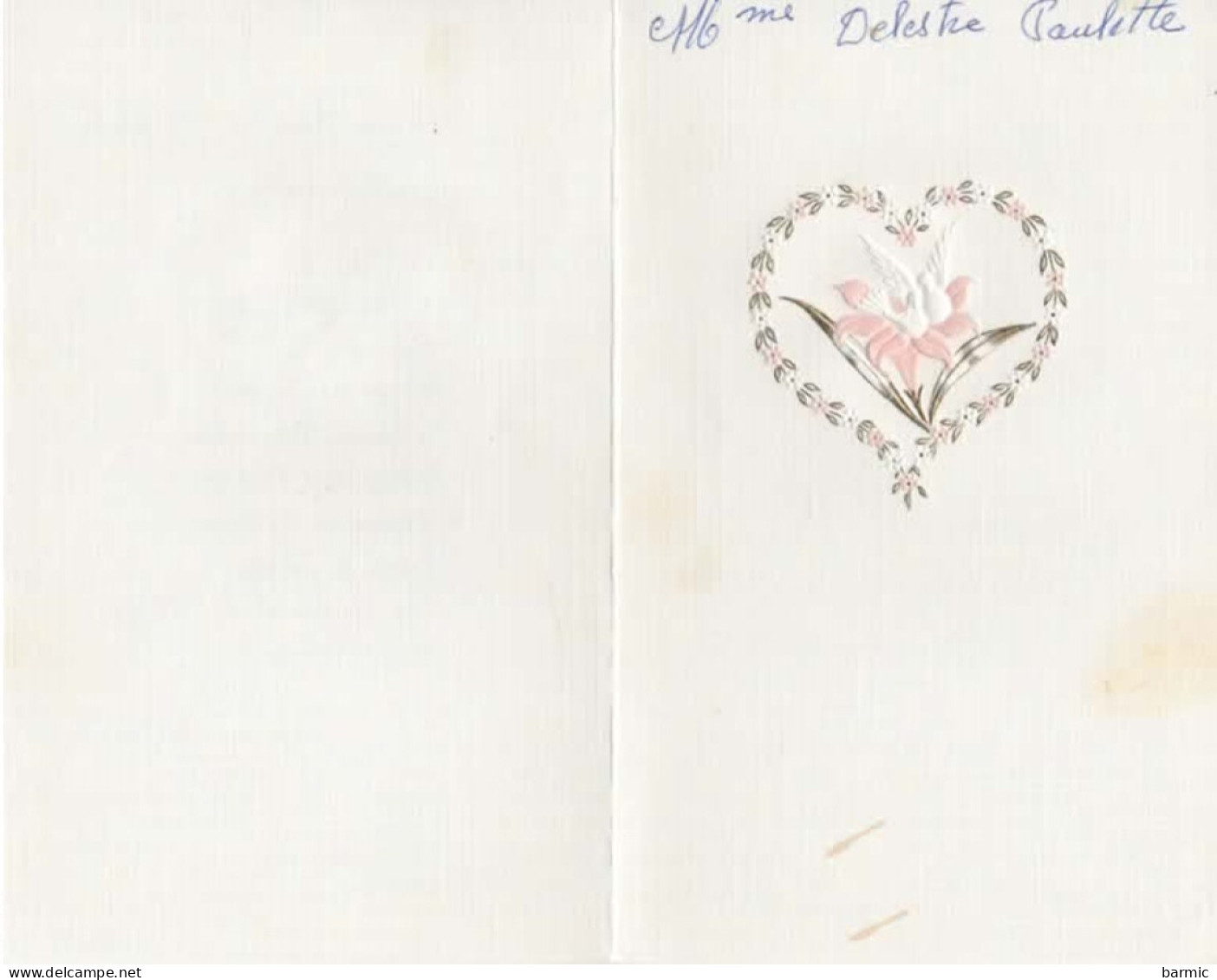 FAIRE PART DE MARIAGE, MARIE JOSE ET MICHEL LE 26/03/1977, CARTE GAUFFREE COEUR, COLOMBES  COULEUR  REF 15138 - Huwelijksaankondigingen