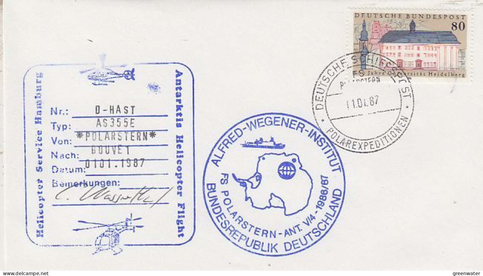 Germany 1987 Antarctic Flight From Polarstern To Bouvet 01.01.1987 (GS153) - Polare Flüge