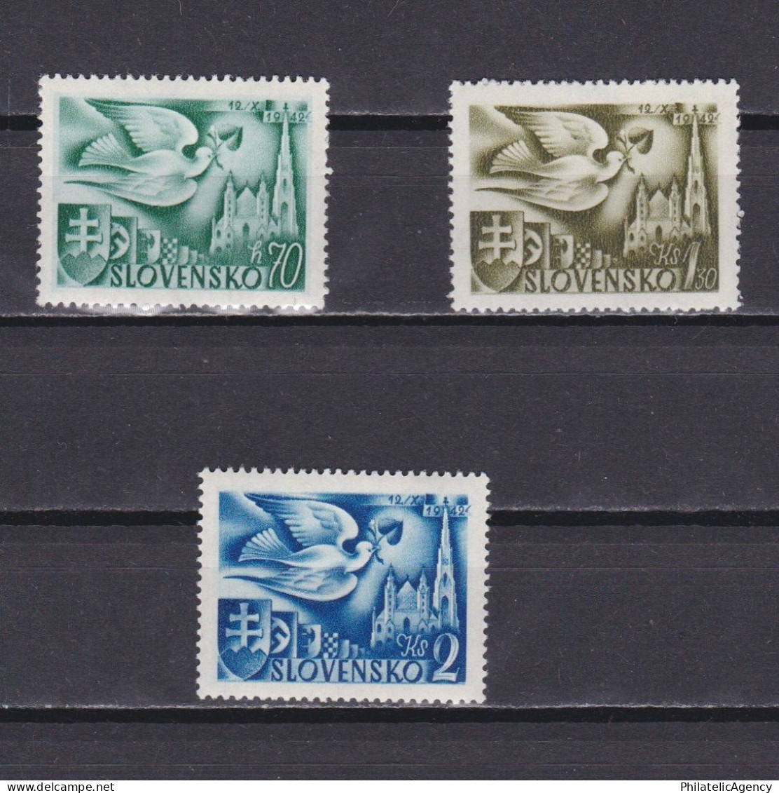 SLOVAKIA 1942, Sc# 74-76,  St. Stephen’s Cathedral, Vienna, MH - Nuevos