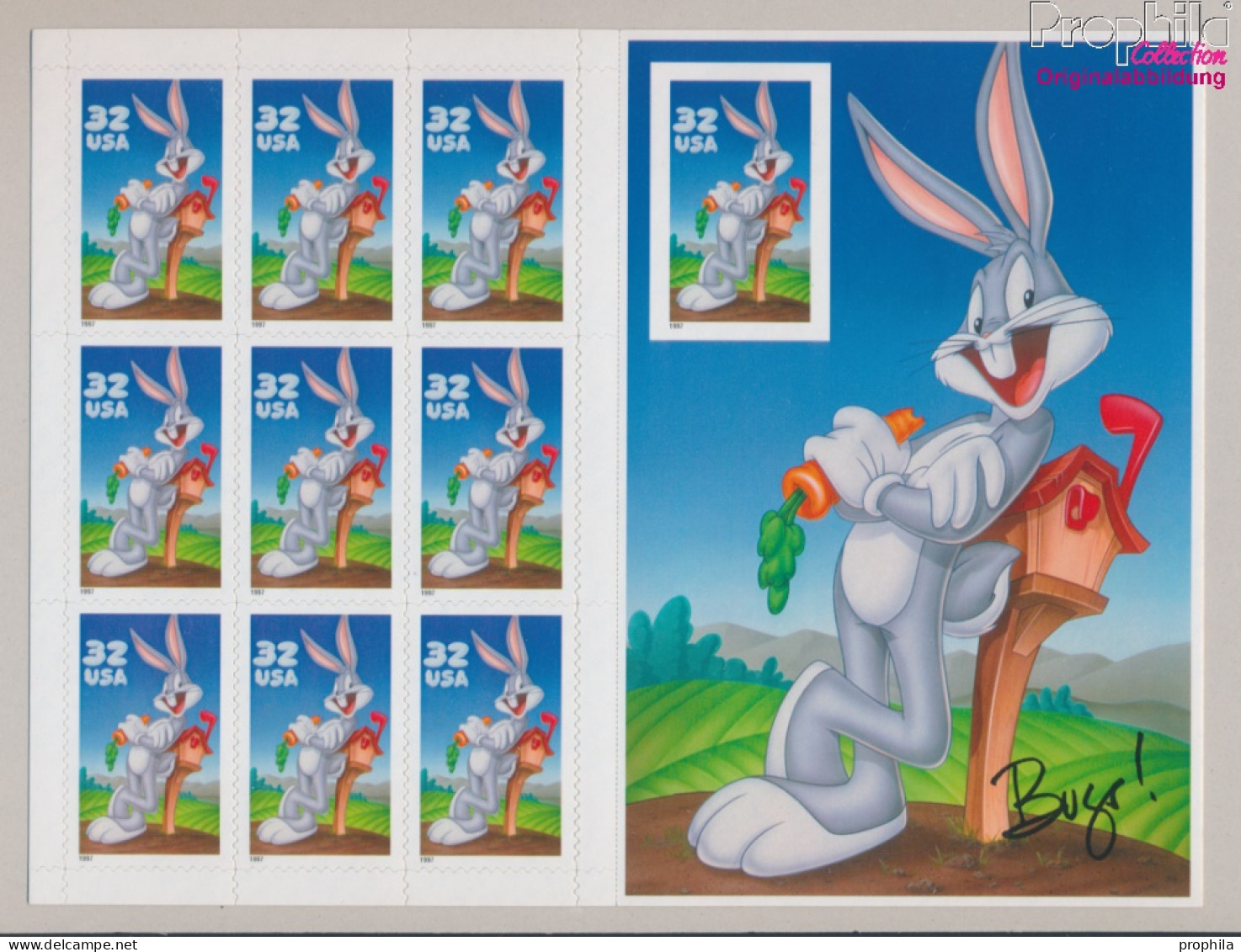 USA 2829B/BA FB Folienblatt (kompl.Ausg.) Eine Marke Ohne Stanzung Postfrisch 1997 Comicfigur - Bugs Bunny (10368285 - Nuovi