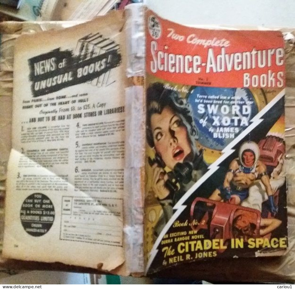 C1 Two Complete SCIENCE ADVENTURE BOOKS # 3 1951 SF Pulp ANDERSON Jones BLISH Port Inclus France - Ciencia Ficción