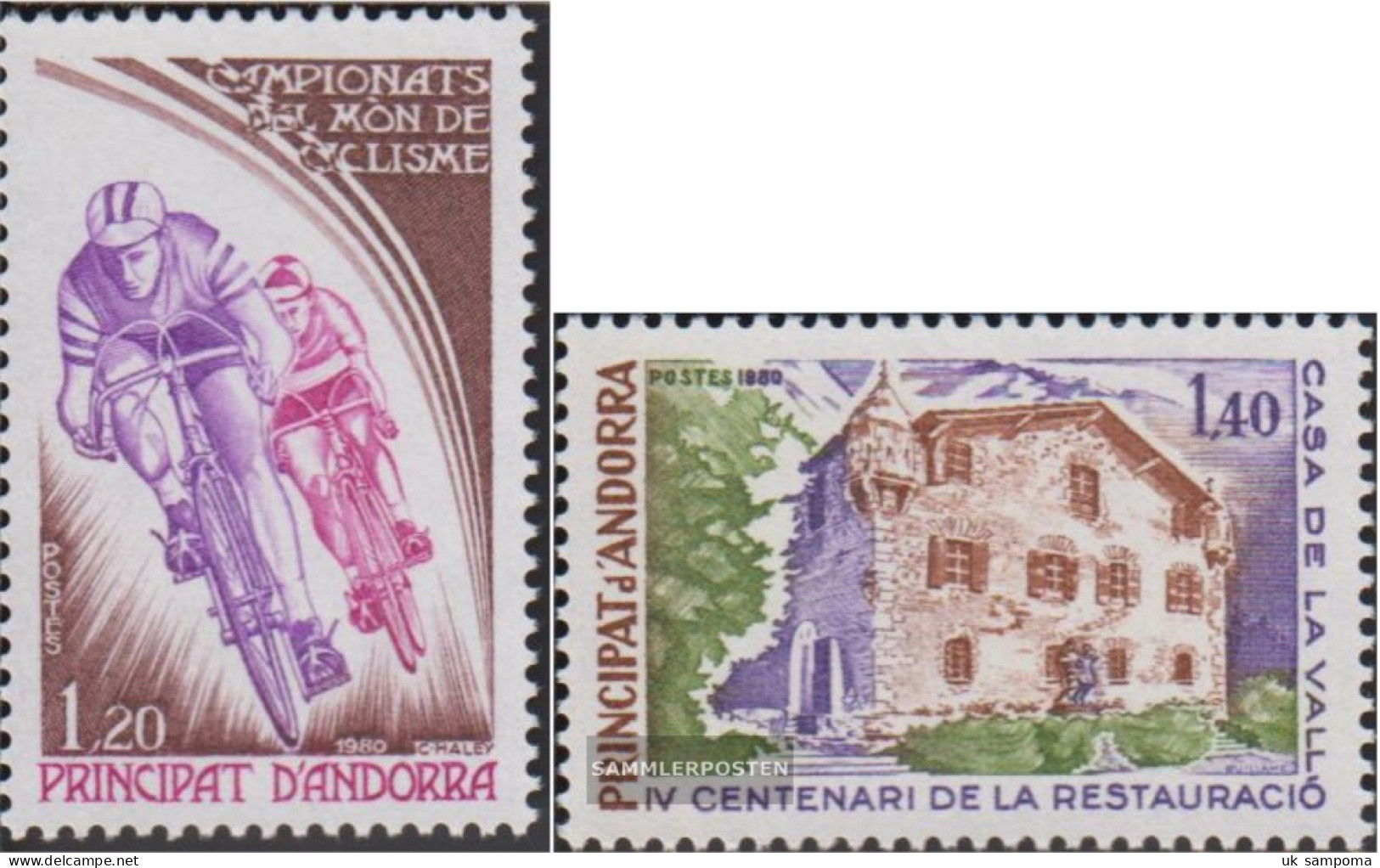 Andorra - French Post 309,310 (complete Issue) Unmounted Mint / Never Hinged 1980 Radmeisterschaft, Town Hall - Markenheftchen