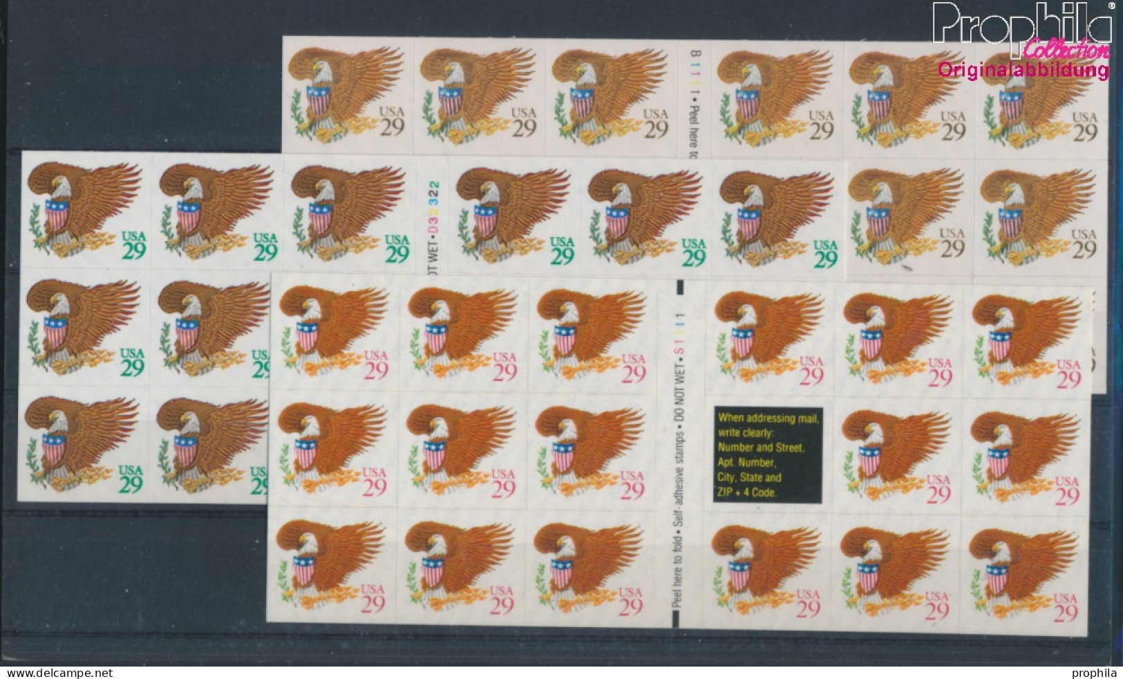 USA 2319Fb-2321Fb Folienblatt5-7 (kompl.Ausg.) Postfrisch 1992 Wappenadler (10368264 - Nuovi