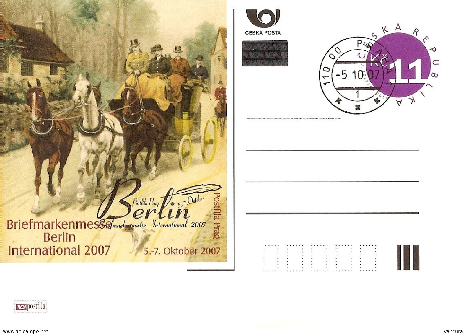 CDV A 149 Czech Republic Berlin Stamp Exhibition 2007 Coach Horse - Postcards