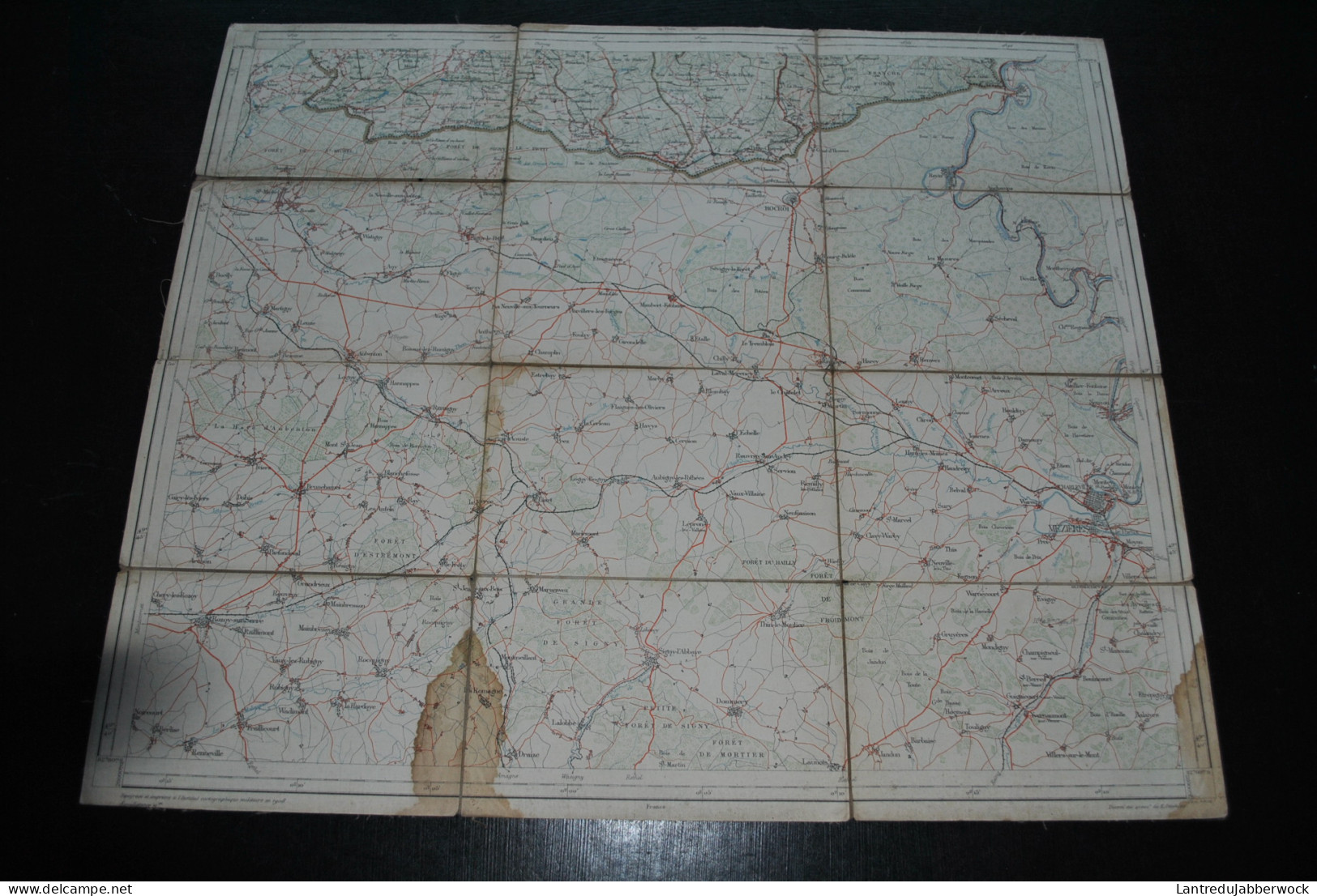 Ancienne Carte Topographique Sur Tissu CUL-DES-SARTS Institut Cartographique Militaire 1908 Plan Stafkaart Charleville - Cartes Topographiques