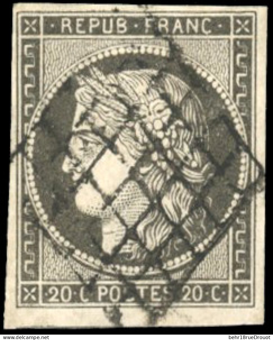 Obl. 3c - 20c. Gris-noir. Obl. Grille. SUP. - 1849-1850 Cérès