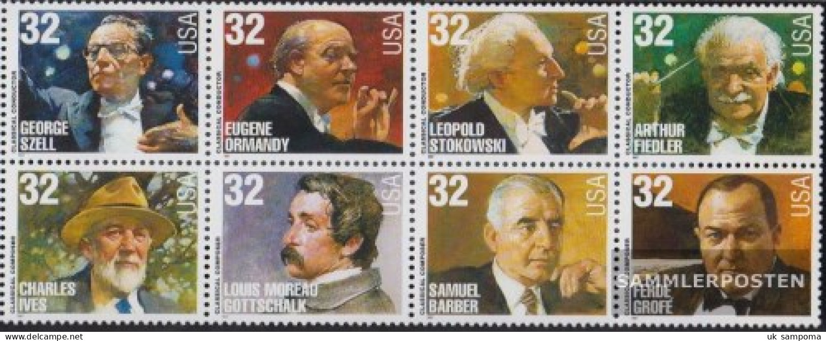 U.S. 2883-2890 Eighth Block (complete Issue) Unmounted Mint / Never Hinged 1997 Music History - Composers - Nuovi