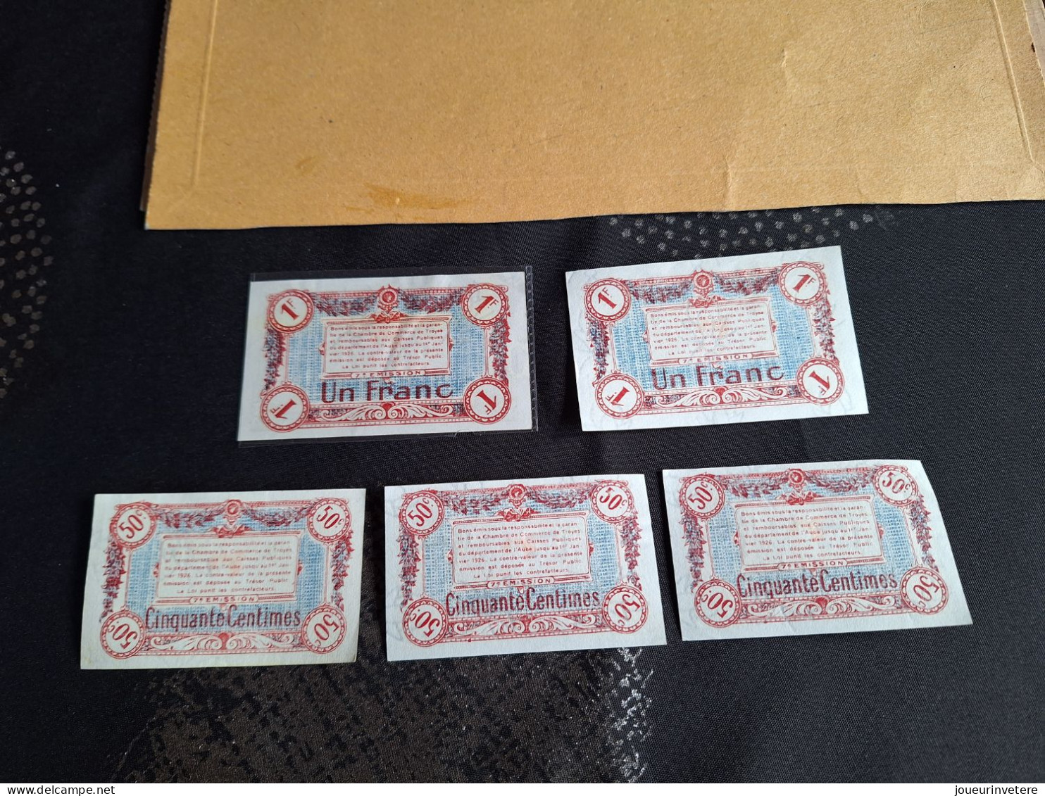 Billet Lot De 5 Billets Chambre De Commerce De Troyes 3  De  50 Cts Et 2  De 1 Franc Don 2 Qui Se Suive - Andere - Europa