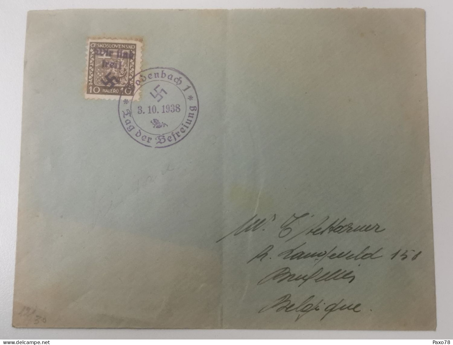 Enveloppe, Oblitéré Tag Der Befreiung 1938. Occupation - Gebruikt