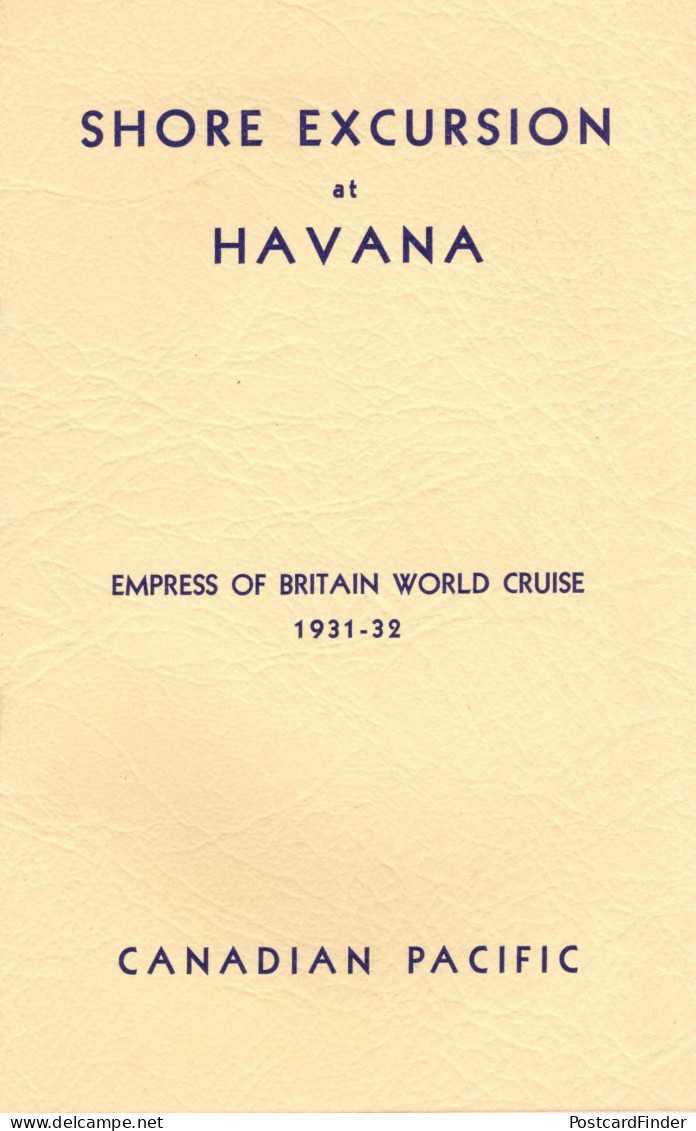 Shore Excursions At Havana Empress Of Britain 1931 World Cruise Ship Book - Andere & Zonder Classificatie