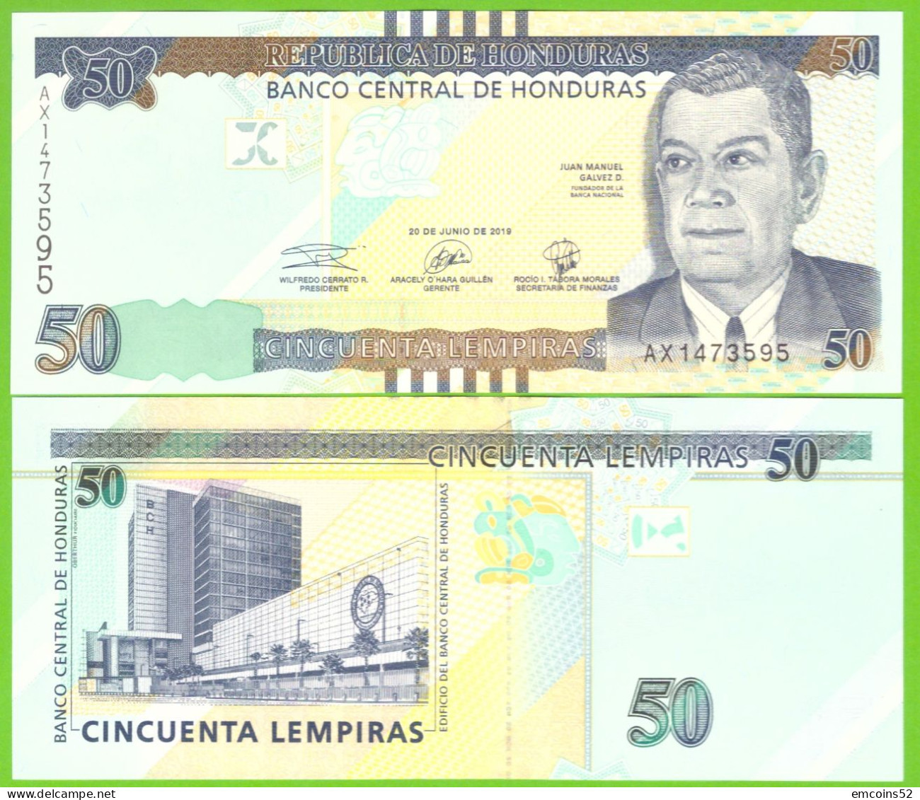 HONDURAS 50 LEMPIRAS 2019  P-104 UNC - Honduras