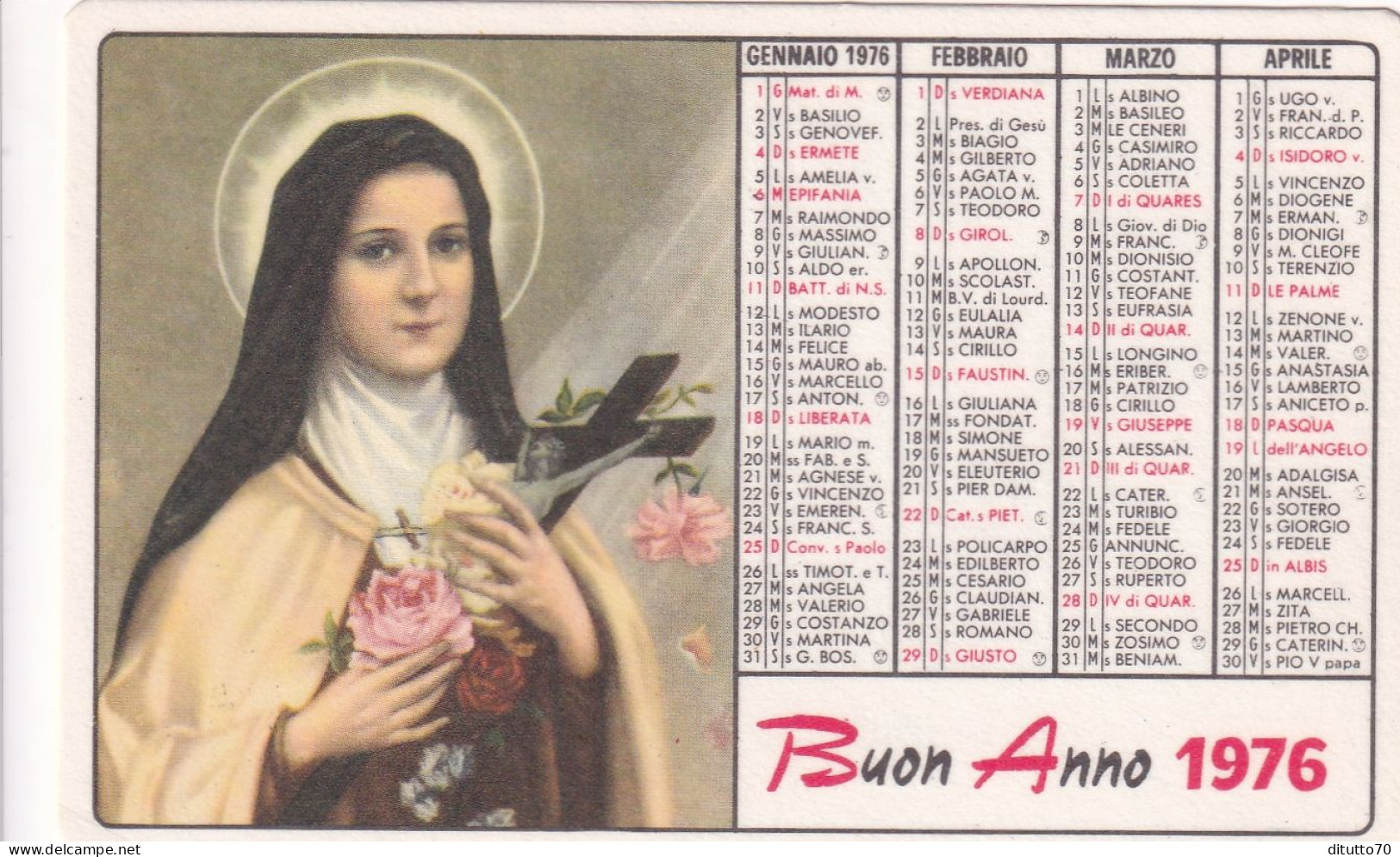 Calendarietto - Santuario Di S.teresa Del B.g. - Legnano - Anno 1976 - Klein Formaat: 1971-80