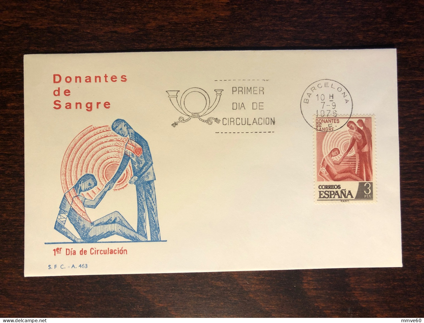 SPAIN FDC COVER 1976 YEAR BLOOD DONATION DONORS HEALTH MEDICINE STAMPS - FDC