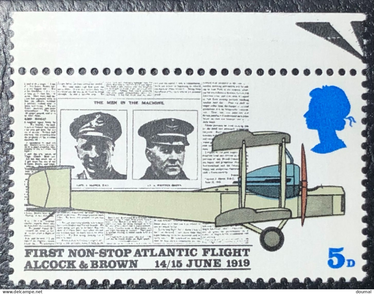 Alcock & Brown First Non Stop Atlantic Flight 5D Stamp 1969 - Unused Stamps
