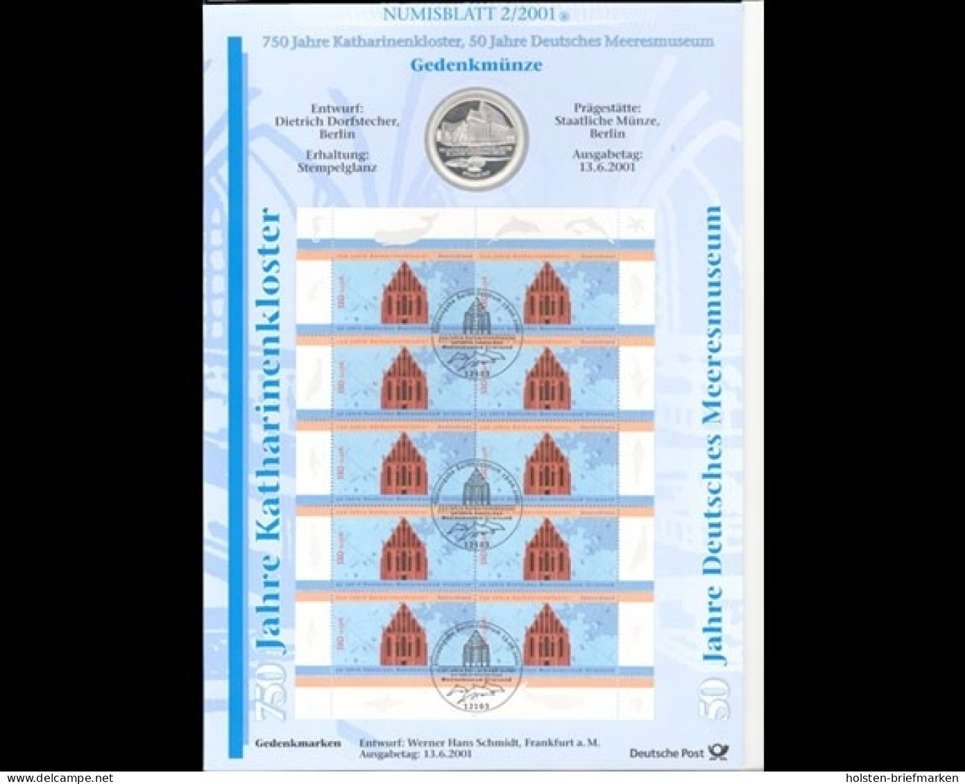 BRD, Numisblatt 2/2001, 750 Jahre Katharinenkloster - Altri & Non Classificati