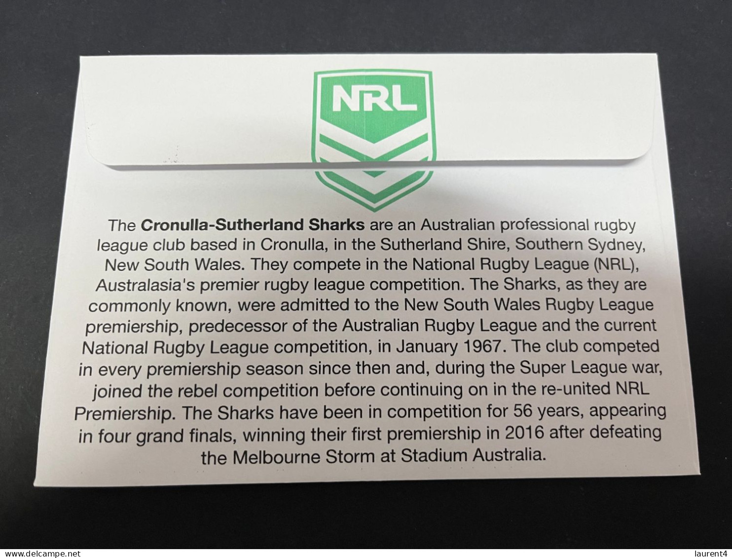 29-3-2024 (4 Y 23) Australian New $ 1.00 Coin (NRL Cronulla Sharks) Released 28-3-2024 (1 X Coin On Cover) - Dollar