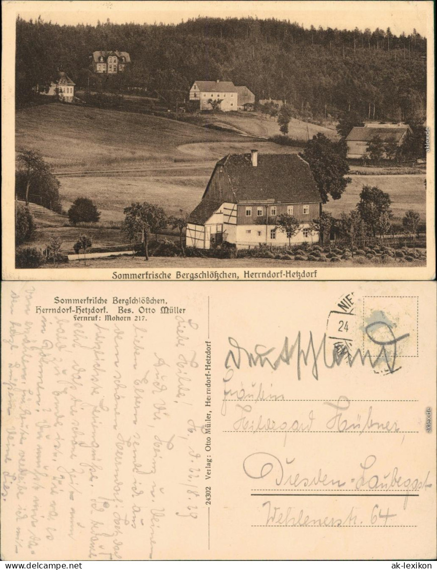 Ansichtskarte Hetzdorf-Halsbrücke Partie Am Bergschlößchen Herrndorf 1923  - Hetzdorf