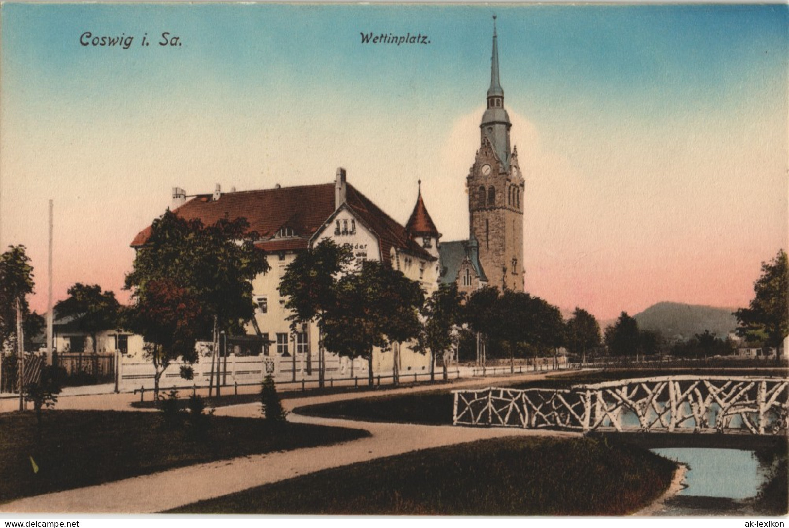Ansichtskarte Coswig (Sachsen) Wettinplatz 1908 - Coswig